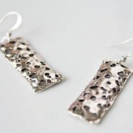 Unique Earrings - Rectangle Earrings - Silver..