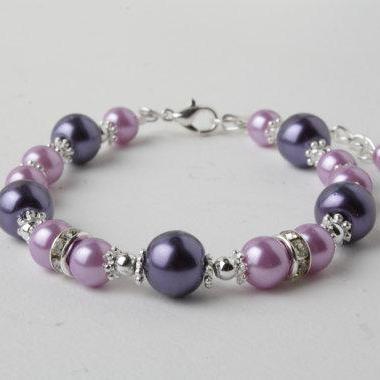 Bridesmaid Jewelry Set - Dark Purple And Lilac -..