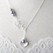 Custom listing for Penneylain - Bridesmaid necklace - silver calla and white pearl necklace - white wedding jewelry - bride necklace